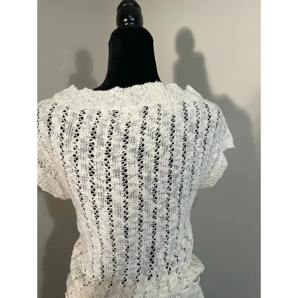 NWT Y2K Maurice’s White/Off-White Open‎ Knit Short Sleeve Top - Picture 8 of 11